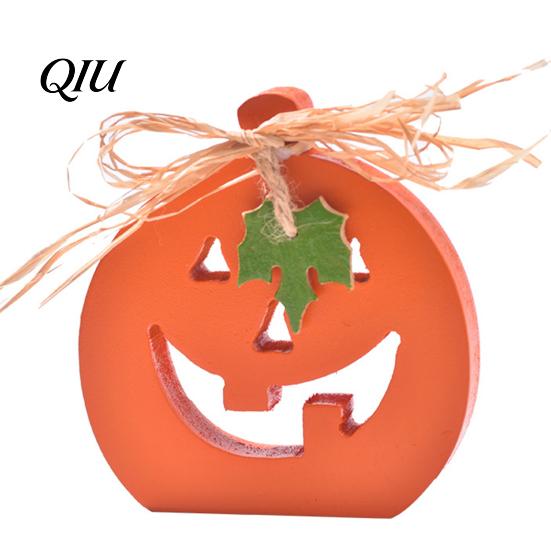 Indoor Home Seasonal Decorations Halloween Wooden Pumpkin Table Sign, Spooky Tabletop Block Durable Painted Wood Decor Tiered Tray Centerpiece