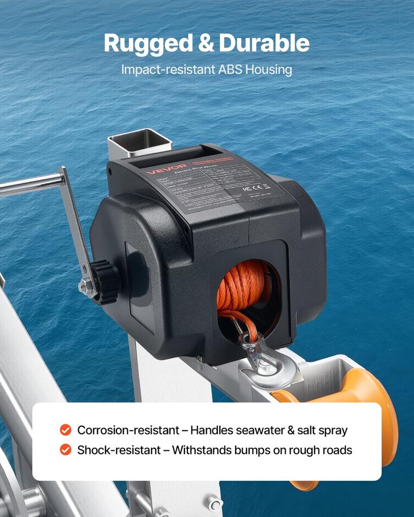 Verricello Elettrico per Barca, 12V CC 300W, Verricello Elettrico Reversibile per Rimorchio per Barche Fino a 900 kg, Avvolgimento Motorizzato, Svolgimento Motorizzato e Funzionamento a Ruota Libera per Barche