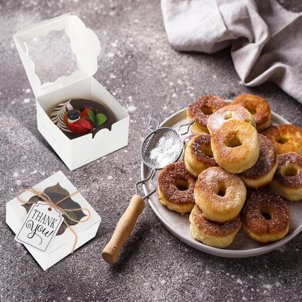 10pcs Treat Boxes with Window Gift Box with Tag and Rope Kraft Paper Red Gift Packing Box for Easter Weddings Parties Soap DIY