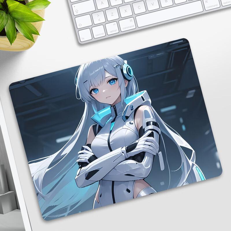 Mouse Pad Small Size Anime High-Quality Desk Mat for Men And Women, Premium Office Gaming E-Sports FPS Smooth Pad, 26*21cm, Silver Mech