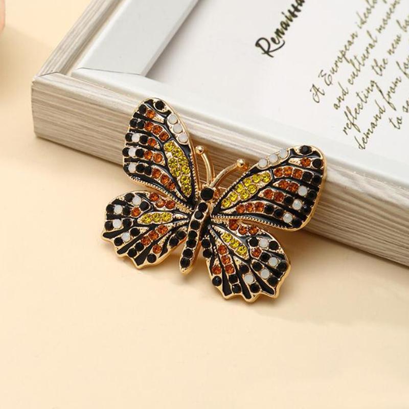 Fashion Exquisite Colorful Diamond Butterfly Brooches Cute Animal Corsage Pin For Women Girls Clothing Jewelry Accessories Gifts