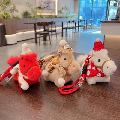 Scarf Pony Pendant Mascot Yuanbao Horse Keychain Fluffy Good Luck Cartoon Horse Pendant Birthday Gift