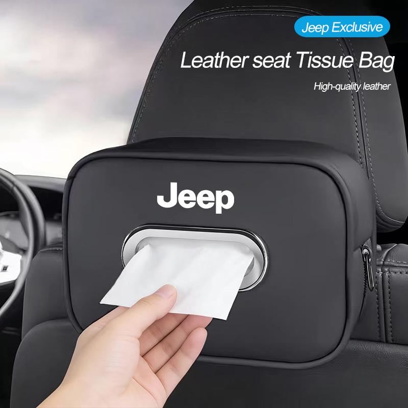Leather Car Tissue Box Hanging Vehicle Storage Bag For Jeep Wrangler JL Renegade Grand Compass Gladiator Cherokee Patriot Willys AJQ1