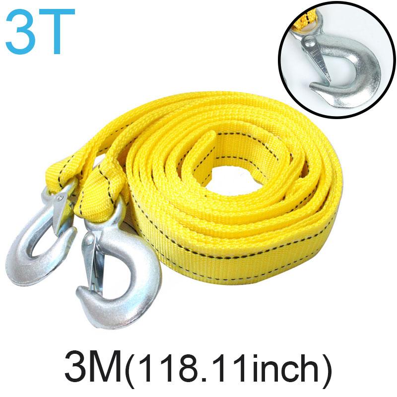 3T/5T Car Tow Cable Heavy Duty Trailer Rope Towing Pull Rope Strap Hooks Van Used Emergency Road Rescue