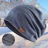 Knitted Hat Plush Lining Casual Hip Hop Super Soft Stretchy Keep Warm Solid Color Women Men Unisex Beanie Cap for Spring Autumn Winter