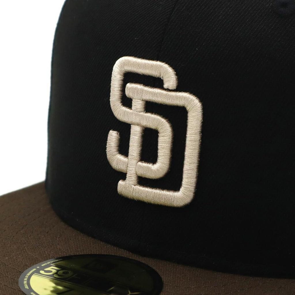 New Era 59FIFTY Cap MLB San Diego Padres SD Black Side Patch Under Exclusive to and 5950 Side Patch Straight Flat Adjustable Everyday Wear (14561975