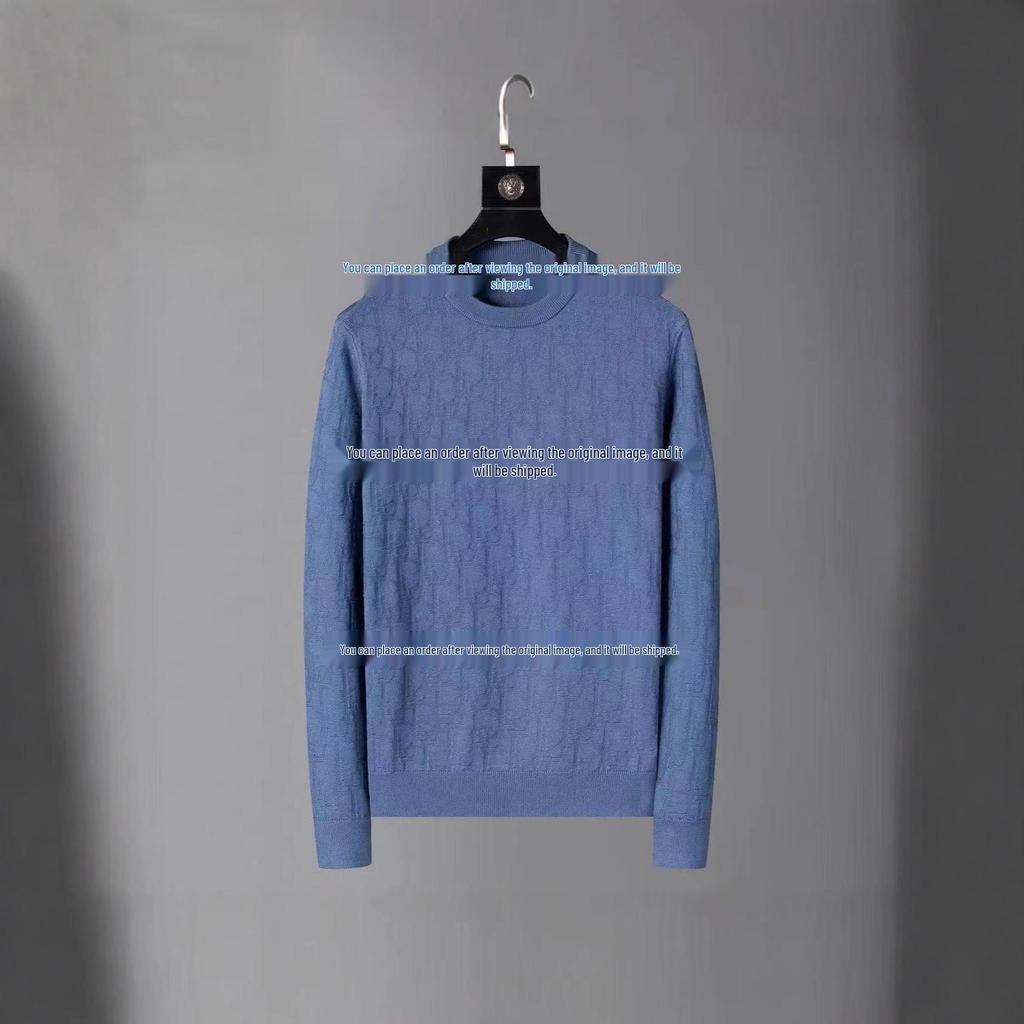 Pánský podzimní/zimní luxusní žakárový pletený svetr s potiskem písmena D