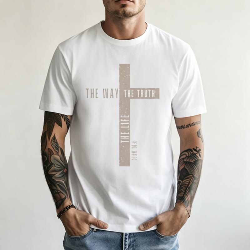 Unisex Jesus Ist König Grafik T-Shirt Der Weg Die Wahrheit Das Leben Tee Kurzarm Lässiges Sommer Oberteil Bibelvers Jesus T-Shirts Geschenk