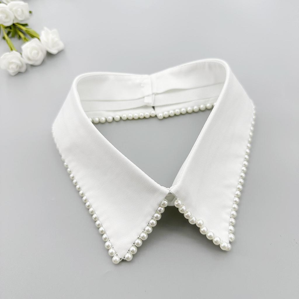 Elegant Detachable False Collar Beads Trim Lapel Ladies Sweater Shirt Sewing False Collar Sweater Dress Supplies