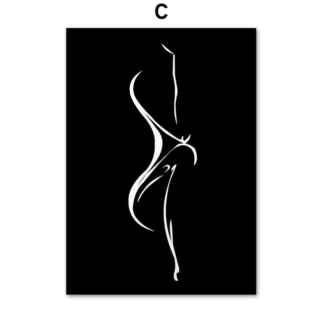 Plakát Body Art Portrét Sexy ženy Obraz na plátně Plakát Černobílý obraz na plátně Domov Pokoj Nástěnné Umělecké obrazy Bez rámu