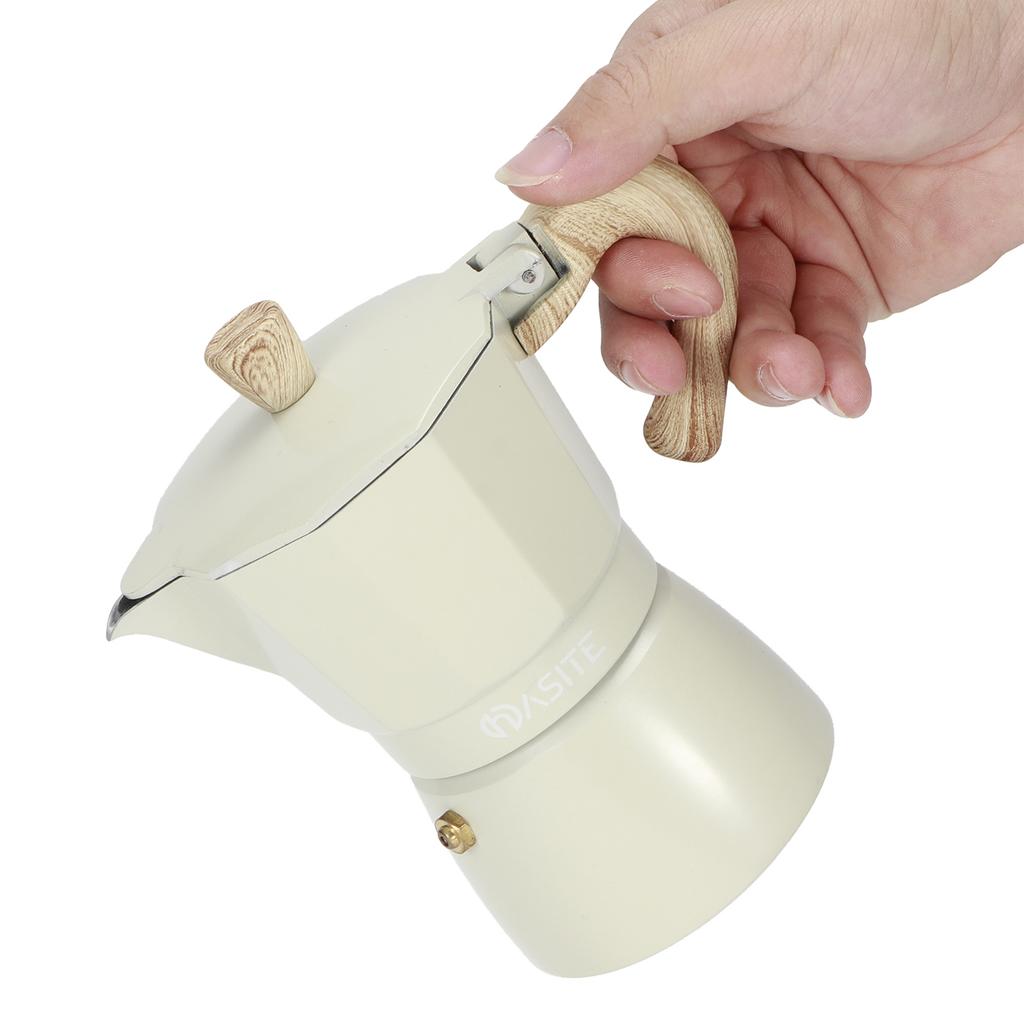 Aluminium Octagonal Coffee Pot Kettle Coffee Maker Moka Pot for Home Coffee Shop Faint Yellow