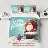 3-piece Christmas themed Santa Claus snowman print (1 duvet cover+2 pillowcases, no core) soft bedding set