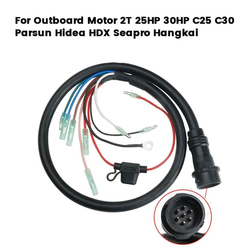 A80P-61T-82590-00 Outboard 7Pin Wire Harness Hardness Assy For Yamaha Outboard Motor 2T 25HP 30HP C25 C30 Parsun Hidea Seapro