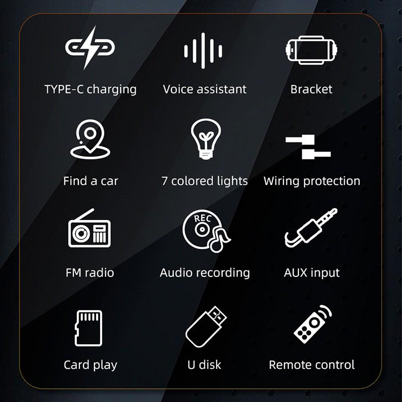 Universal 1 Din Car Radio FM Bluetooth MP3 Player With Voice Assistant Type-C Charging Phone Bracket Support U Disk Card Music Player