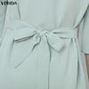 VONDA 2PCS Women 3/4 Sleeve Blouse and Pants Casual Elegant Two Piece Suit Sets