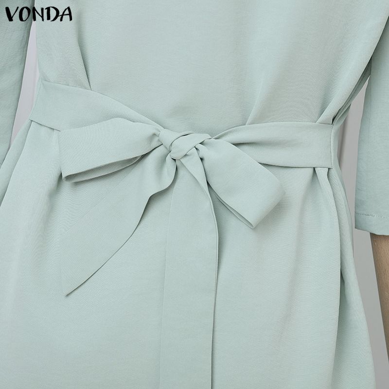 VONDA 2PCS Women 3/4 Sleeve Blouse and Pants Casual Elegant Two Piece Suit Sets