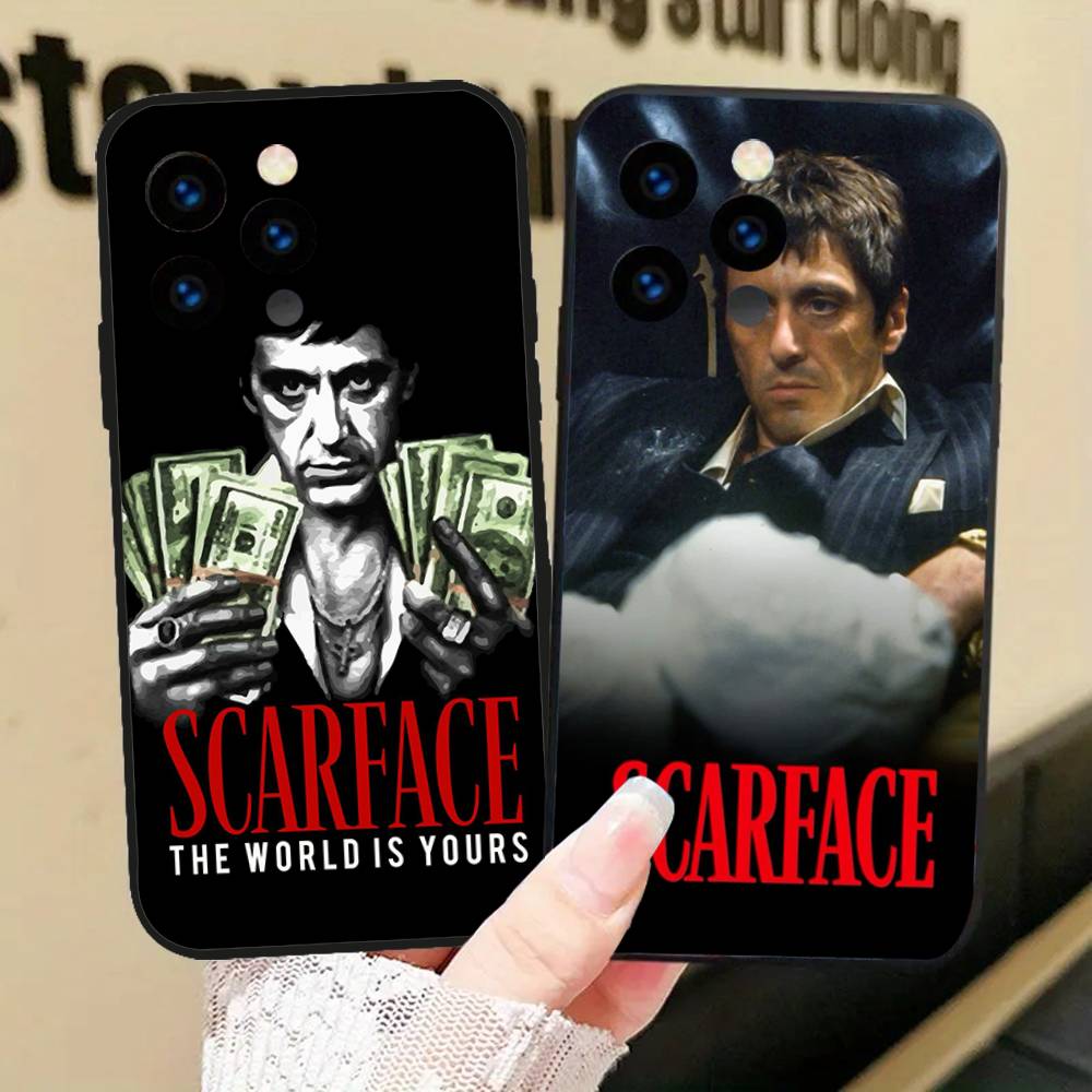 Classic S-Scarface Film Tony Phone Case For IPhone 17 Air 16 15 14 13 Pro Max 11 12 Black Silicone Cover