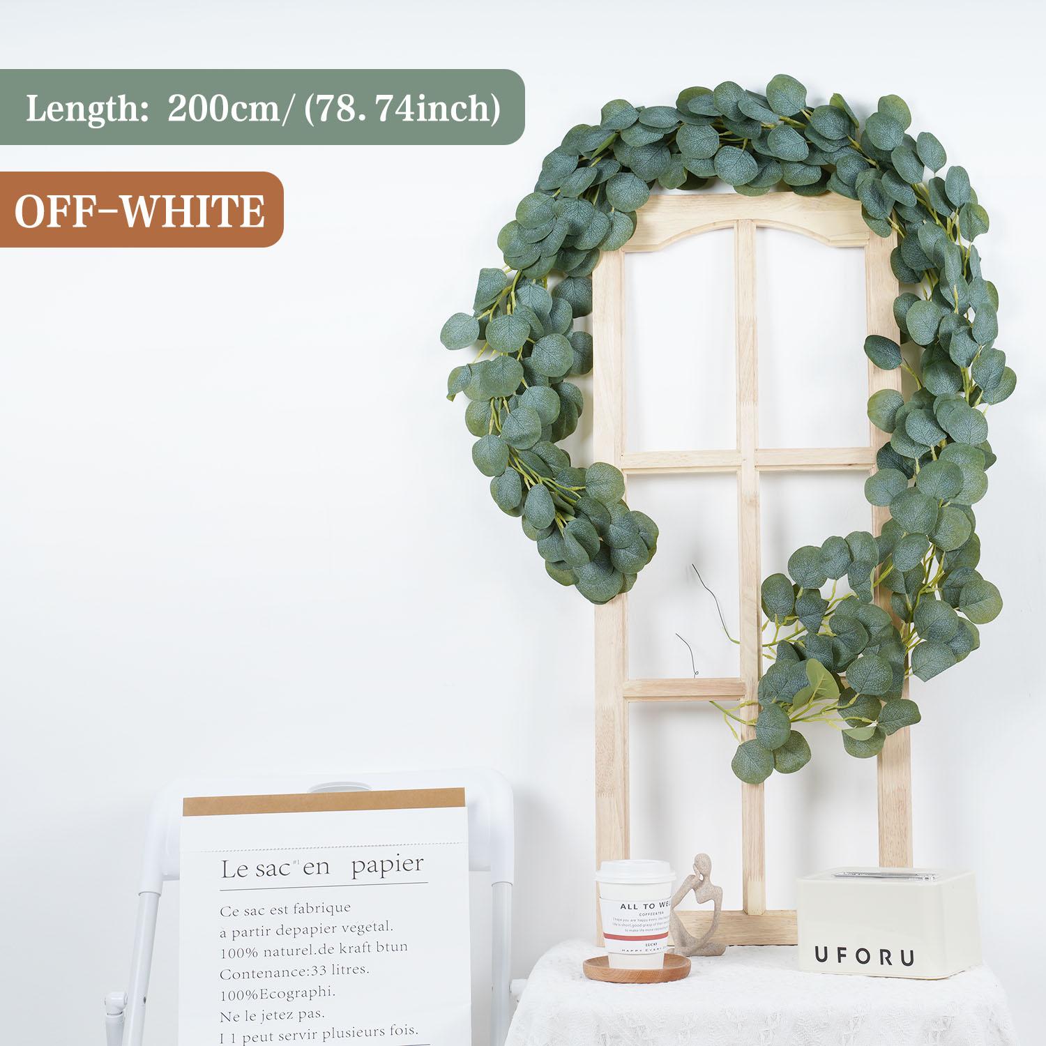 

2m Artificial Faux Garland Wall Eucalyptus Garland Decor Silver Dollar Eucalyptus Greenery for Wedding Arch Leaves Vines Plant 1pcs