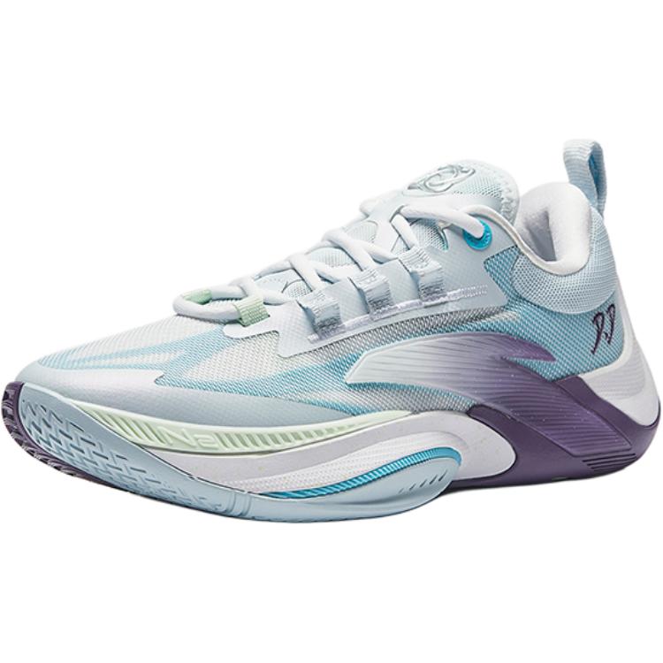 New Anta Slip Resistant, Abrasion Resistant, Balance Support Low Top Children's Basketball Shoes White Blue A12441103-2