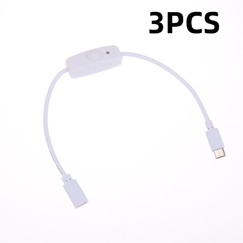 1/3Pcs USB-C To Type C Power Supply Cord 5V2A Short USB C Extension Cable With ON Off Switch For USB Fan LED Strips Desk Lamp