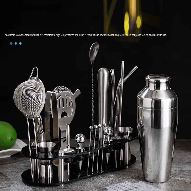 OLOEY Stainless Steel Cocktail Shaker Set with Acrylic Base