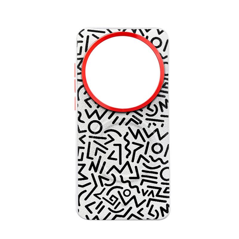 Magnetische Leder-Handyhülle für Xiaomi 15 Ultra Großer Metall-Len, Mi13 14 Ultra 15 Pro Geometrische Graffiti Schutzhülle
