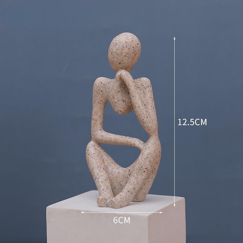 Nordic Thinker Statue Resin Abstract Figurines Figure Statues Handmade Art Crafts Home Decor Maison Desk Living Room Ornaments