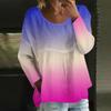 Women's Casual Fashion Loose Round Neck Gradient Print Long Sleeve Top