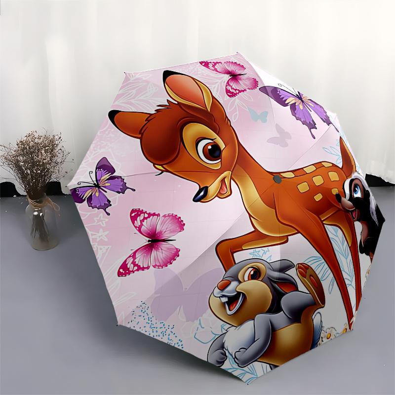 Bambi, Thumper Automatic Opening and Closing Umbrella - 8 Ribs Portable Folding Umbrella with Plastic Handle, Suitable for Leisure and Hallo