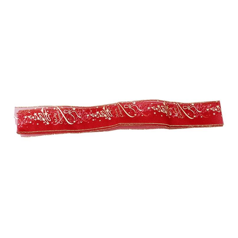 Fashion Creative Red Flower Printing Christmas Ribbon Christmas Tree Decoration
