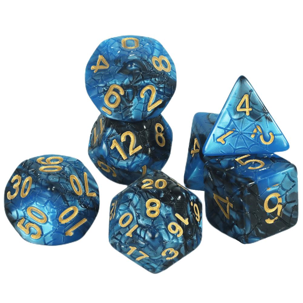 Sada mnohostěnných kostek 7ks Míchání barevných kostek s pavučinou pro deskové hry DND a deskové hry na hrdiny