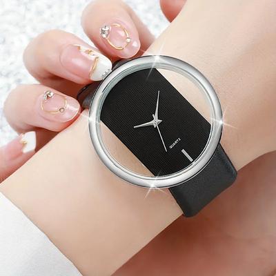 1 ud.-Relojes de Pareja Moda Esfera Calada Reloj de Mujer Correa de Cuero Análogo Cuarzo Pulsera