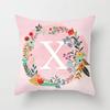 Pink Decorative Pillow Cover 26 Letters In A Wreath Background Pillowcase For Home Decorative Alphabet Cushion Cover 45X45Cm