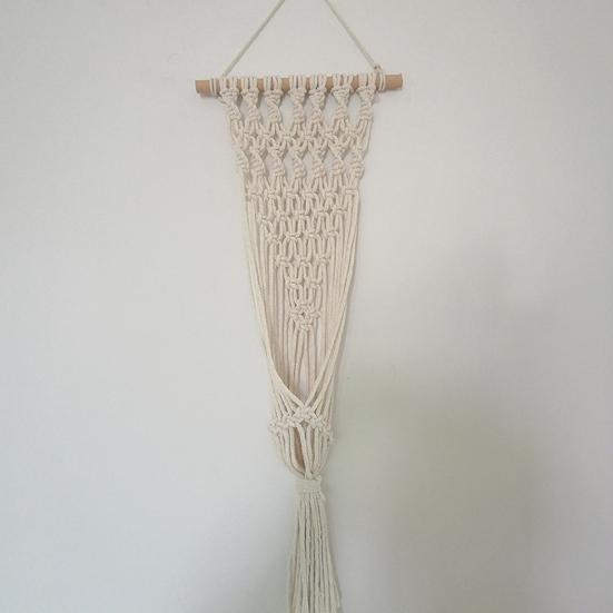 Braided Hanging Basket, Bohemian Wall Tapestry, Knotted Rope Tapestry, Plant Pot Holder Vase Basket for Living Room Nursery Decor