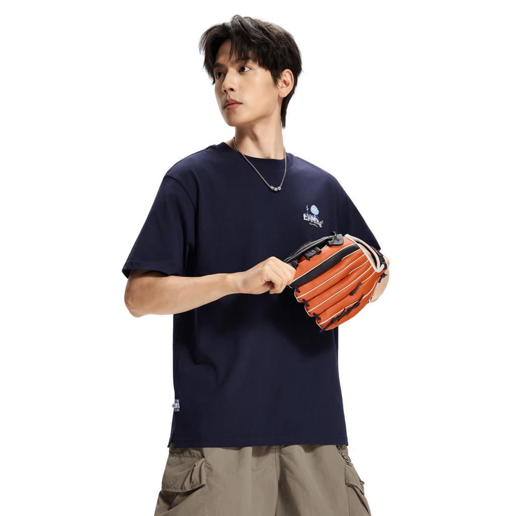 Li-Ning Sport Lifestyle Series Letter Print Round Neck Short Sleeve T-Shirt Unisex Tops AHSW521-6