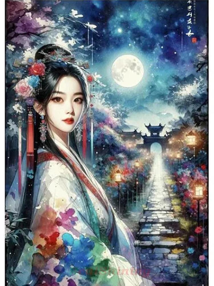 2024 Diamond Painting Set Chinese Ancient Style Beauty Diy Embroidery Mosaic Women's Portrait Cross Embroidery Home Decoration