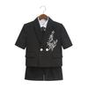Boys' Chinese Style Summer Suit: Short Sleeve Embroidered Set for Weddings