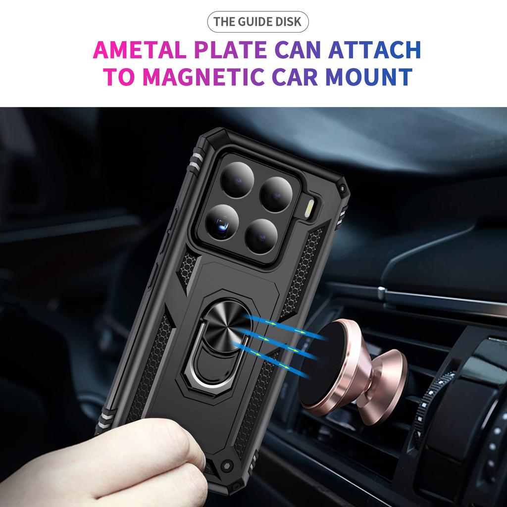 For Xiaomi 15 Pro Case PC+TPU Phone Cover with Rotary Ring Kickstand