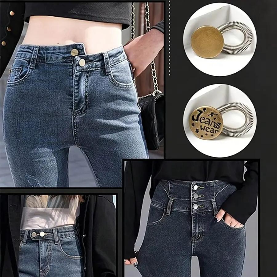 5 Stück Metall Elastische Feder Knopf Hosen Hosen Stretch Verlängerer Zubehör Taillenverlängerung Nähwerkzeug Jeans Knopf