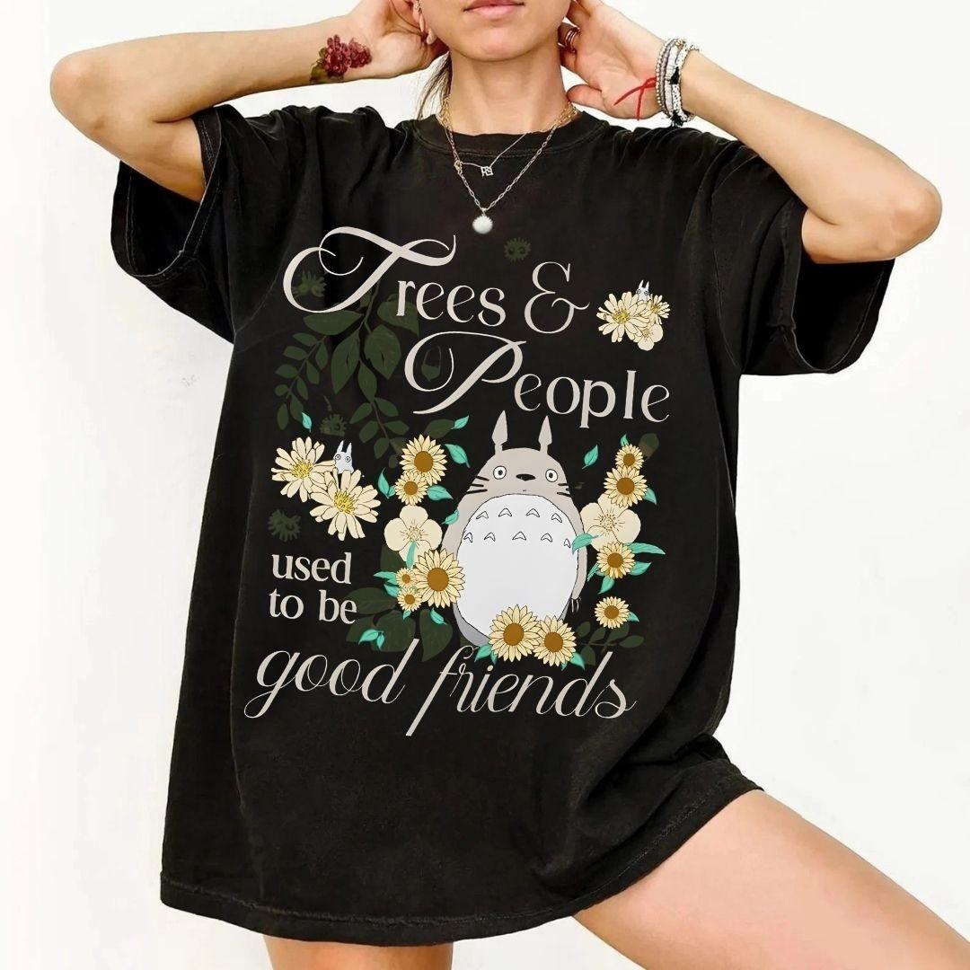 Studio Ghibli My Neighbor Totoro Floral Quote T-Shirt Mens Womens Tees Top Studio Ghibli Unisex Shirt 4XL