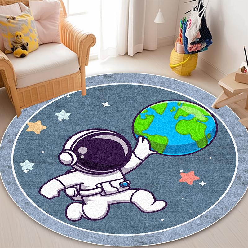 Cute Cartoon Pattern Round Carpet Living Room Decoration Sofa Area Non-slip Washable Rug Children Bedroom Decor Soft Floor Mat