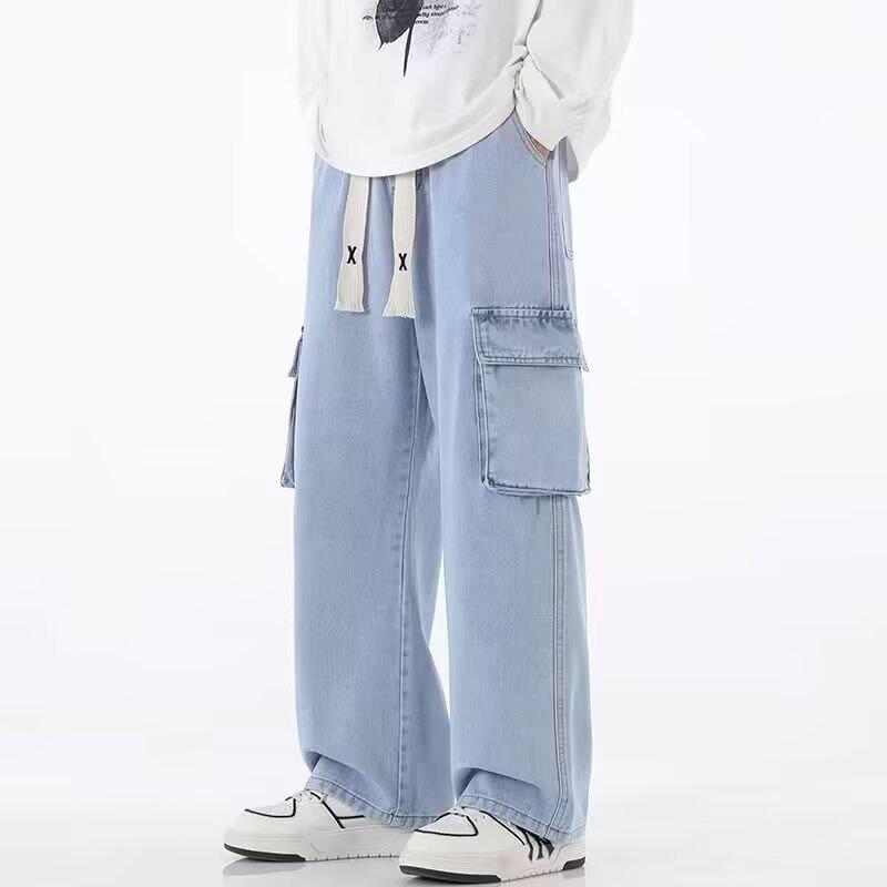 

Men s American Style Loose Fit Workwear Denim Jeans - Casual Straight Leg Pants M світло-синій колір