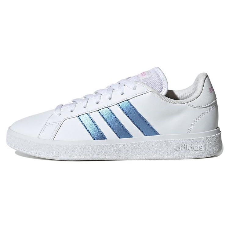 Adidas Neo Grand Court Base 2.0 Synthetic Leather Comfortable Versatile Slip-Resistant Durable Low-Top Skate Shoes Women Sneakers White Blue HP2591