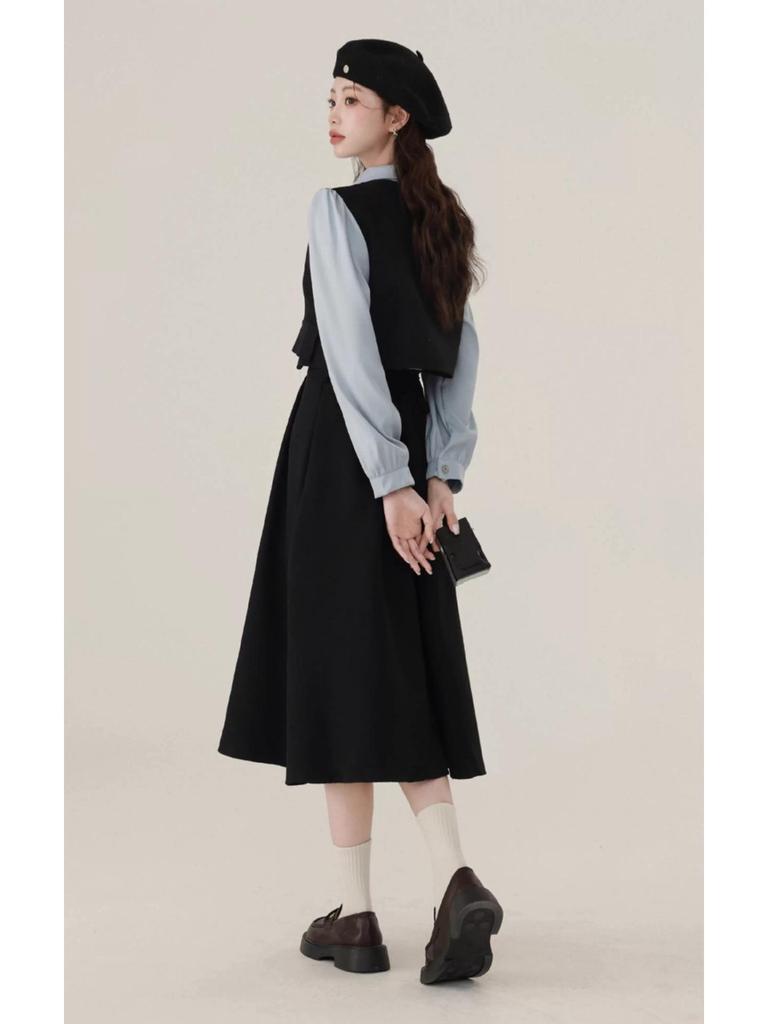 Plus Size Spring Polo Short-Sleeve Cinched Waist Two-Piece Dress Skirt for Women