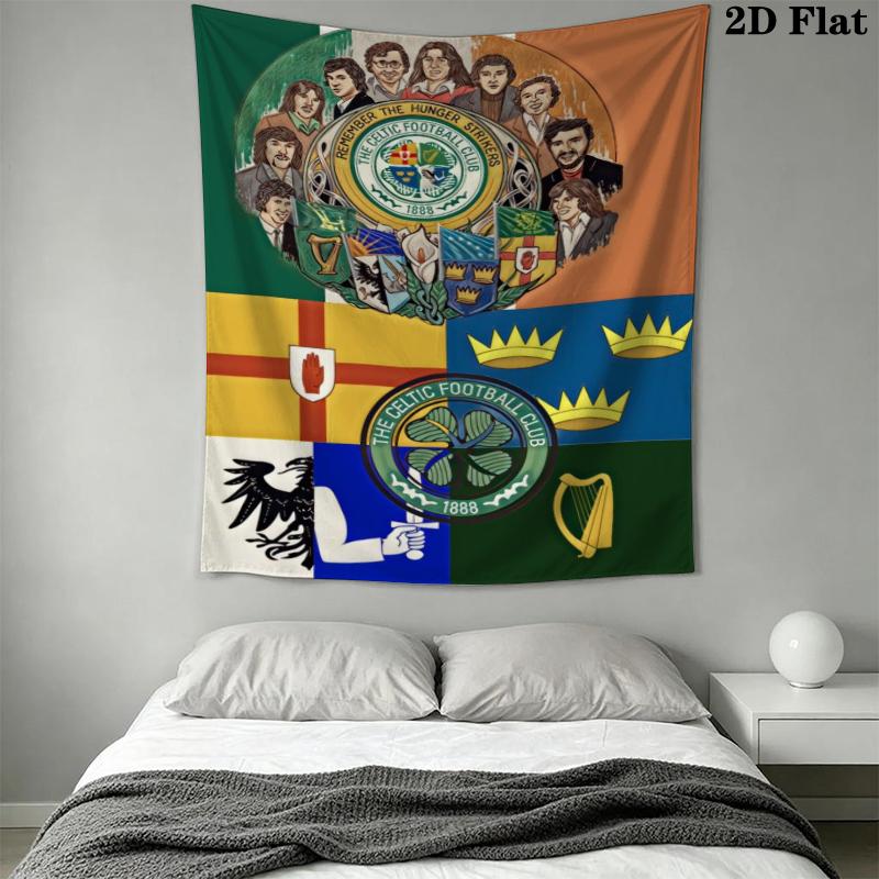 Celtic Football Club Wall Tapestry Aesthetic Wall Hanging Printed Fabric Blanket Decorative Tapestries for Bedroom Living Room Home Decor
