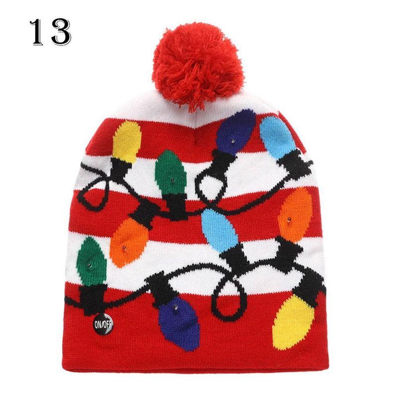LED Christmas 3D Embroidery Image Unisex Winter Beanie Cap with Light Up Colorful LEDs for Beach & New Year