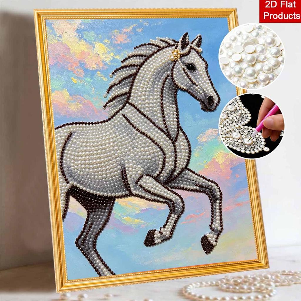 Majestic Horse Pearl Kit DIY 5D Rhinestone Art Craft for Adults and Kids Home Party Decoration Handmade Gift