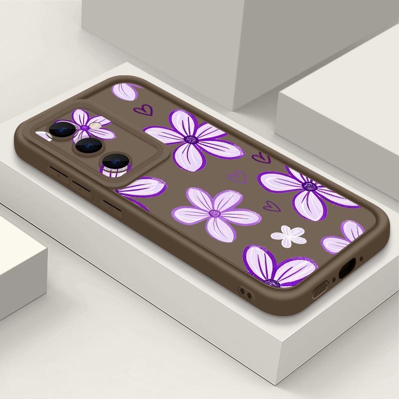 Etui Z Nadrukiem Kwiatów i Liści Do Samsung S26 S25 Ultra S24 S23 Plus S22 S21 FE A54 A15 A25 A35 A55 A16 A26 A36 A56 A17 A27 A37 A57 5G Odporne Na Wstrząsy Pokrowiec