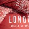 Parure de lit - TODAY - JAVA - 2 personnes - 240x220 cm - Coton - Imprimé London - Rouge