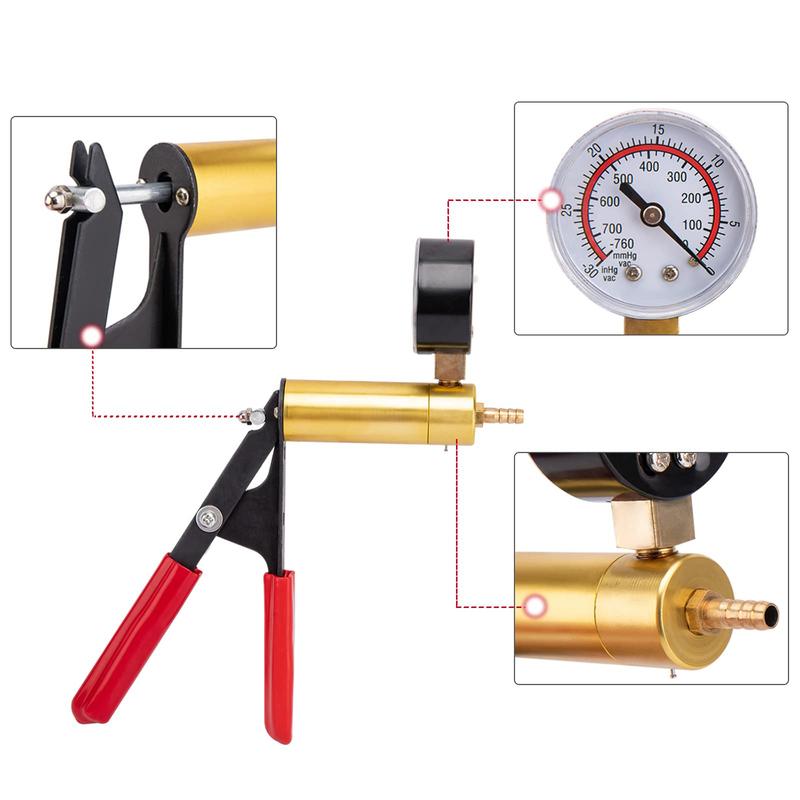 2 in 1 Automotive Handheld Vacuum Pump Brake Bleeder Kit for Motorcycle 16 pcs Brake System Bleeding Tools with Gauge Adapters